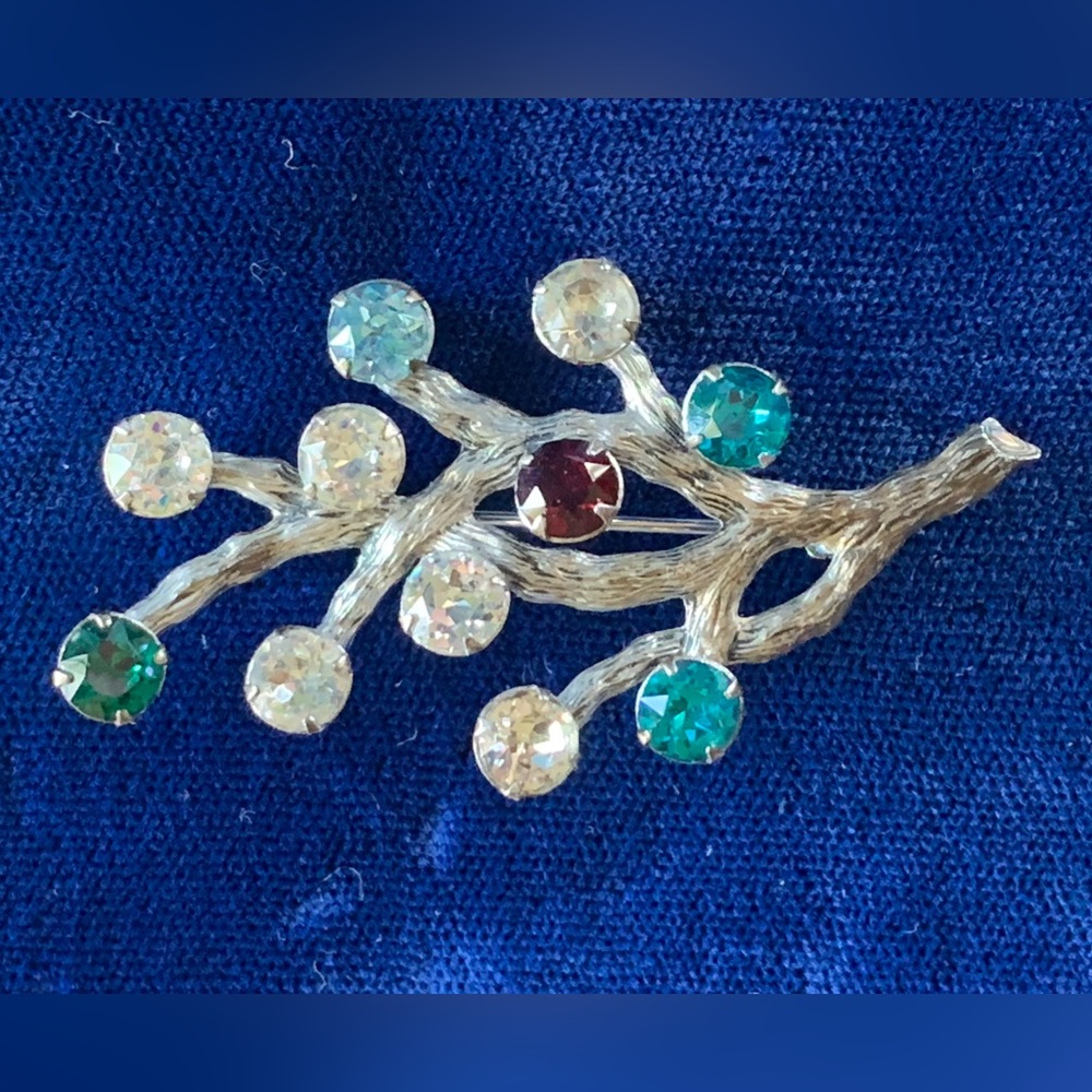 Vintage VanDell Sterling Silver Crystal TREE OF LIFE Brooch